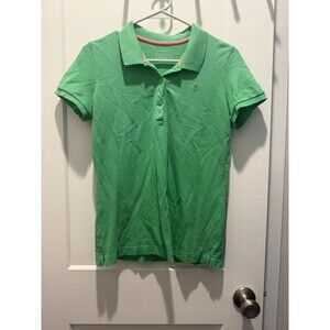 Lilly Pulitzer Women's Medium Chic Fit Short Sleeve Collared Polo Shirt Green